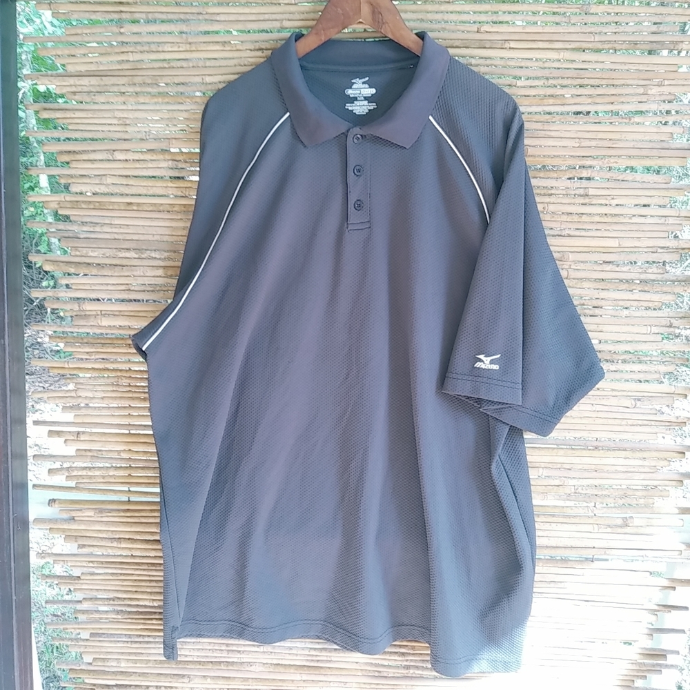 Mizuno XXL Mens Textured Black Athletic Polo Shirt